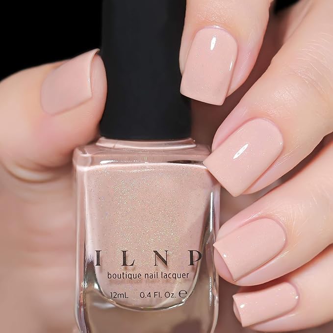 ILNP Rumor Has It - Light Creme Neutral Nude Nail Polish, Subtle Holographic, Chip Resistant, 7-Free, Non-Toxic, Vegan, Cruelty Free, 12ml