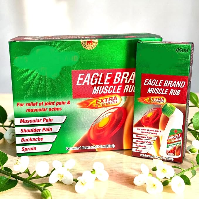 Case Set - Dozen Eagle Essential Muscle Rub Oil - 12 Chai Dau Xoa Bop Hieu Con O - 85mL per Bottle x 12 Bottles per Box - Made in Singapore
