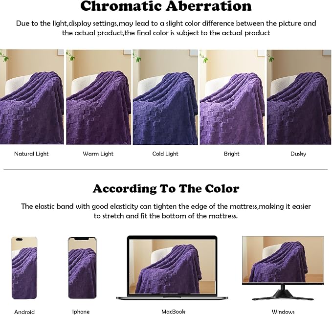 NEWCOSPLAY 3D Checkered Flannel Queen Blanket, Purple Checkered, 90"x90" | Super Soft Cute Lightweight Decorative Premium Silky Fleece Blanket for Couch Sofa Bed, Gift for Women Men, All Season Use
