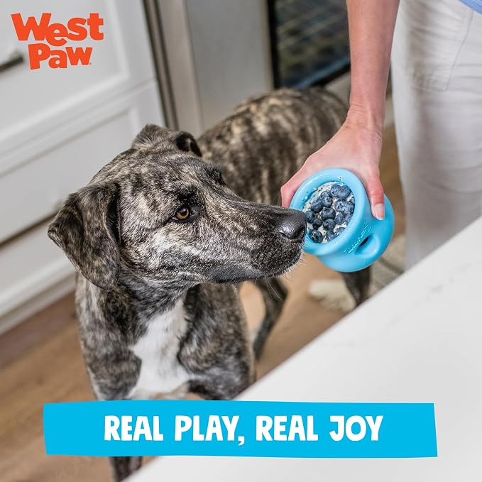 WEST PAW Zogoflex Toppl Interactive Treat Dispensing Puzzle Dog Toy for Mental Stimulation & Enrichment-Holds Kibble & Treats-Lickable, Freezable & Dishwasher Safe-Made in USA-Small-Cardinal Red