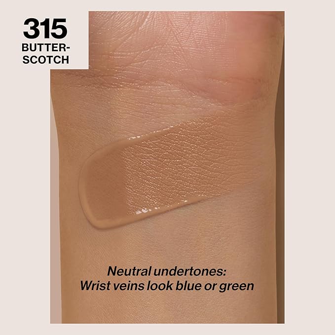 Revlon Liquid Foundation, ColorStay Face Makeup for Normal & Dry Skin, SPF 20, Longwear Medium-Full Coverage with Natural Finish, 315 Butterscotch, 1 Fl Oz