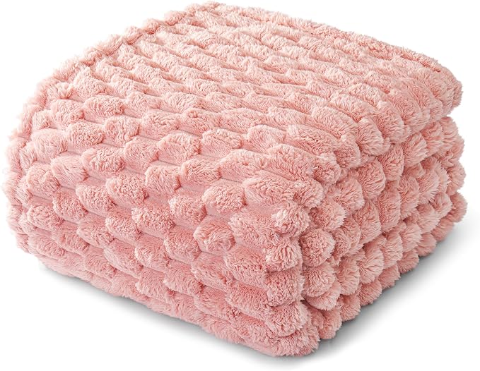 Whale Flotilla Soft Fleece King Size Bed Blanket Luxury 3D Jacquard, Pink | Lightweight Breathable Coverlet Bedspread for All Seasons, Super Cozy Plush Fluffy Fuzzy Decorative Blanket for Bed, 90"x104"