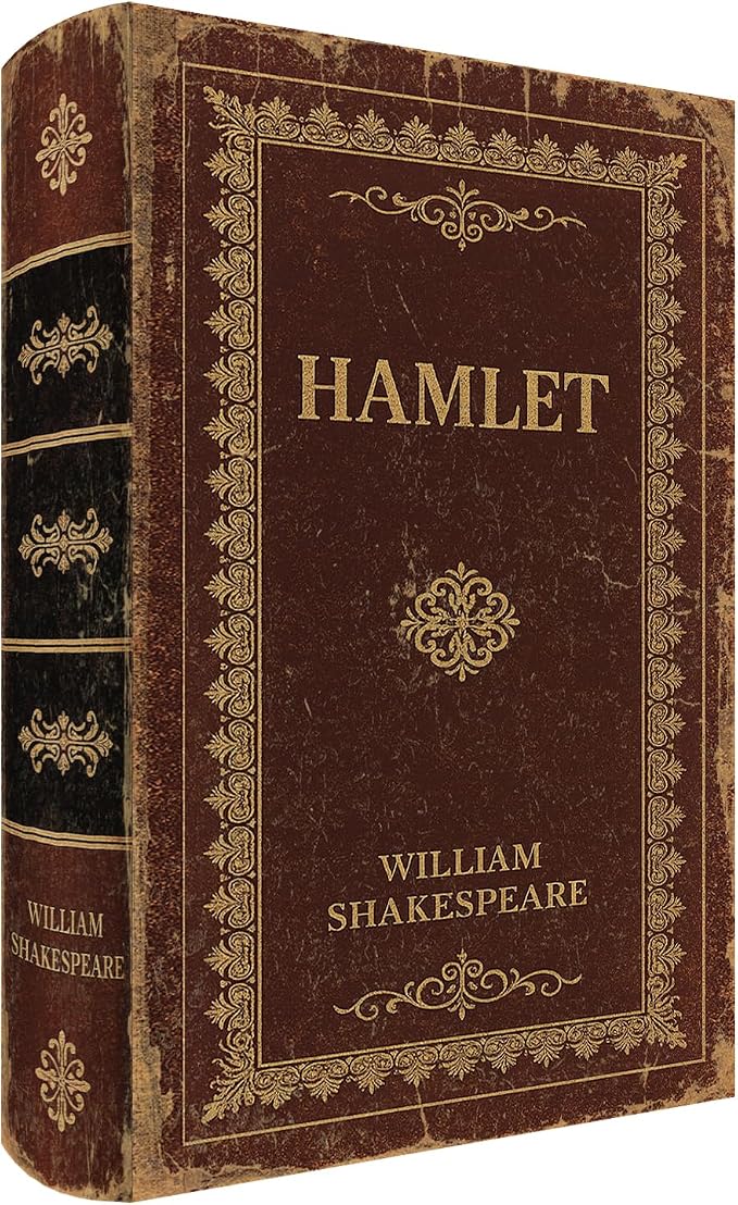 Vintage Faux Leather Decorative Book Box – Wooden Secret Storage Box with Magnetic Closure, Hidden Organizer for Bookshelf, Desk, or Office Decor (Hamlet)