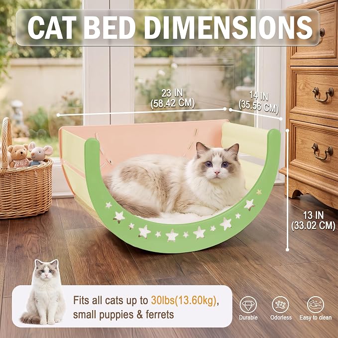 Cat Scratcher Bed, 3 in 1 Design-Bed, Scratcher, Hideaway Cave | with Elevated Sisal Pad & Reversible Fleece Mat,Sturdy HDPE Lounge for Indoor Cats, Tool-Free 30s Assembly, Supports 30 lbs