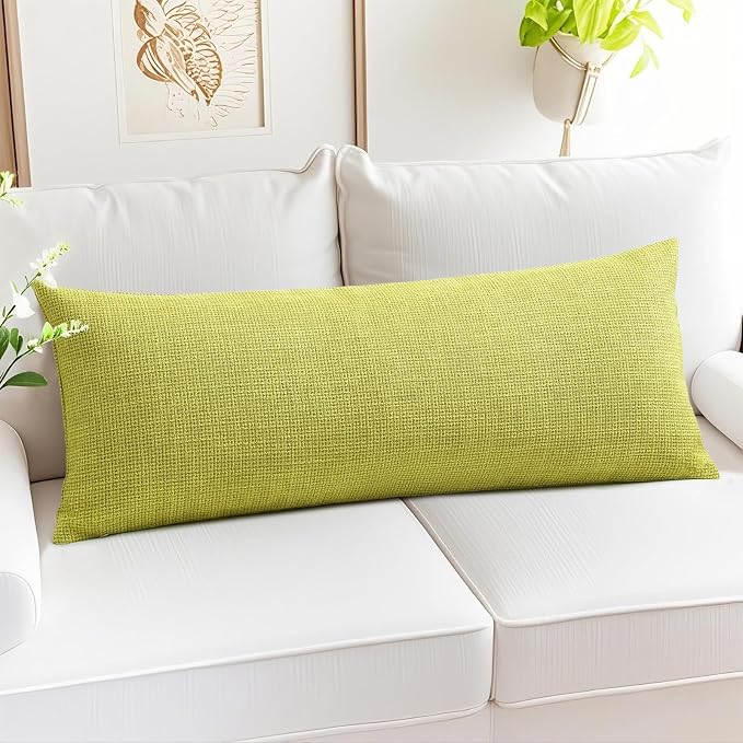 OTOSTAR Linen Throw Pillow Cover Set of 1 Decorative Long Lumbar Pillowcase Rectangle Cushion Cover 14x36 Inch for Home Decor Sofa Bedroom Car 35 x 90CM Sage Green