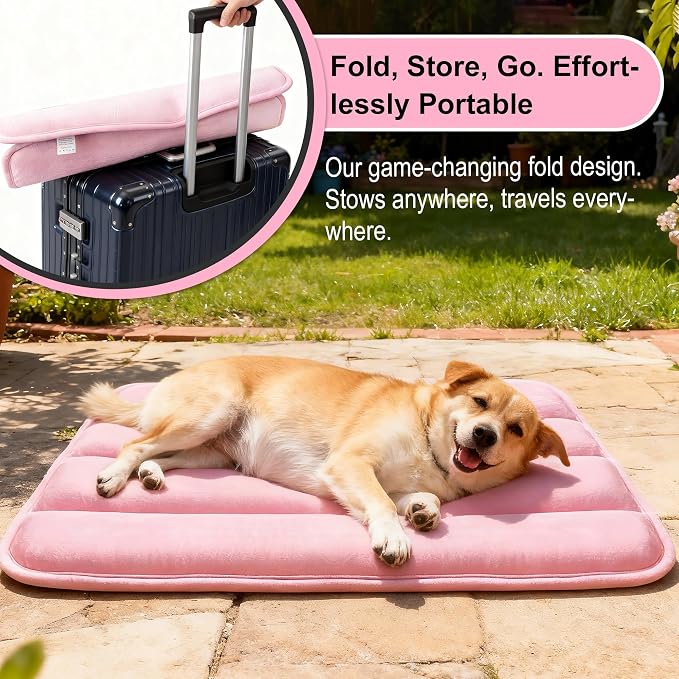 pobopobo Dog Crate Pad, Ultra Soft & Anti-Slip Kennel Mat, Secure Fit for Metal Crates & Dog Cages, Washable Cozy Bed for Small Medium Large Dogs (Pink, M(28"*16"*1.5"))