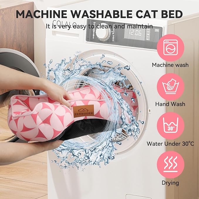 Zerbuger 20in Pink Pattern Rectangle Cat Dog Bed Machine Washable Sofa | Sleeping for Large Medium Small Pets Indoor Outdoor, Non-Slip Bottom Soft Puppy Bed Durable Orthopedic Calming Pet Cuddler