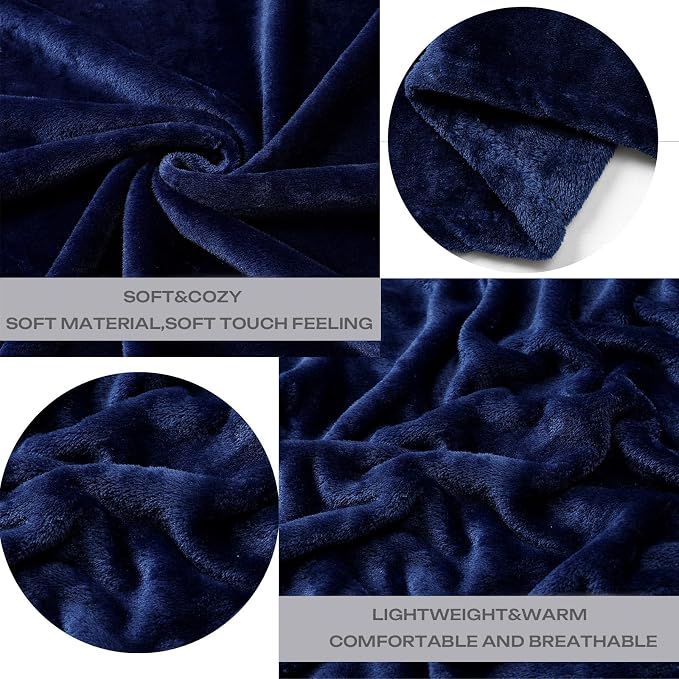 Fleece Plush Throw Blanket Navy Blue 90"x90"for Couch Fuzzy Cozy Flannel | Super Soft Lightweight Microfiber Blanket for Sofa Bed bedroom Home Decor All Season,Birthday Gifts for Women Mom Adult