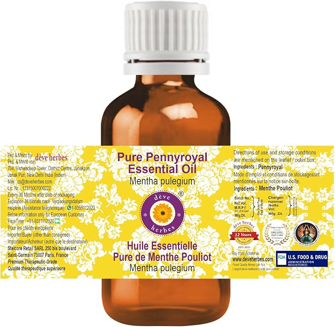 dève herbes Pennyroyal Essential Oil (Mentha pulegium) Pure | Non-Sticky | Non-Greasy | Lightweight | Men & Women | All Skin Types | Steam Distilled 10ml (0.33 oz)