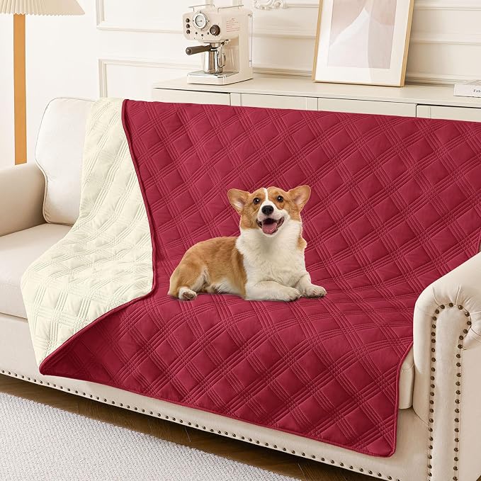 Waterproof Reversible Dog Blanket, Soft Couch Cover for Dogs Washable | Dual-Sided Waterproof Pet Bed Blanket, Resist Stains Spills & Pet Hair, Practical Furniture Protector For Pets, Size 52"x82"
