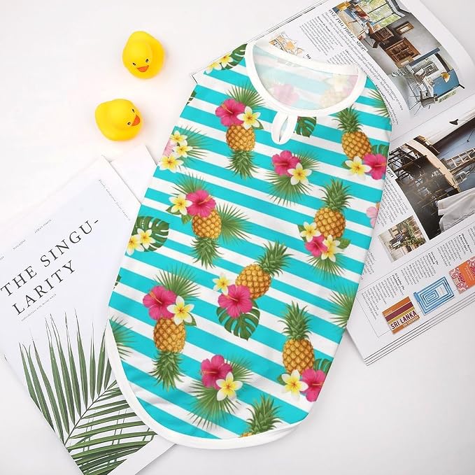 Soft Cat Shirt Pet Breathable Clothes Dog Tank Tops Pet Pineapple Pink Flowers Cute Dress Decor