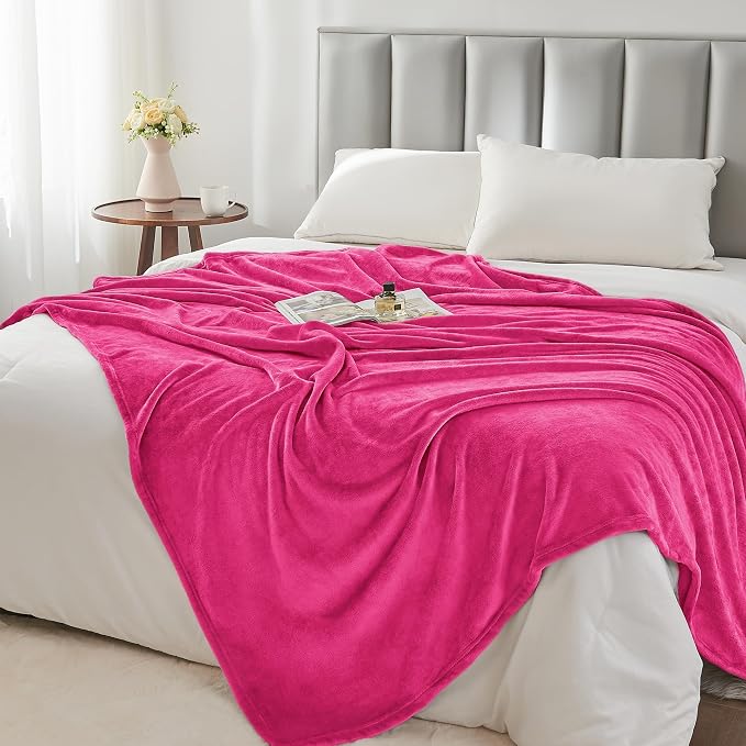BEDELITE Fleece Blanket Soft Plush Queen Size Bed Blanket Hot Pink 90"x90" | Ultra Soft Fleece, Plush Microfiber, Lightweight Warmth, All Season Comfort, Fade Resistant, Machine Washable,Perfect for Bed