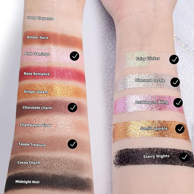 Magnetic 8-Color Mini Eyeshadow Palette with White Magnetic Case, 10 Round & 10 Square Magnetic Metal Stickers, and Short Color Mixing Stick