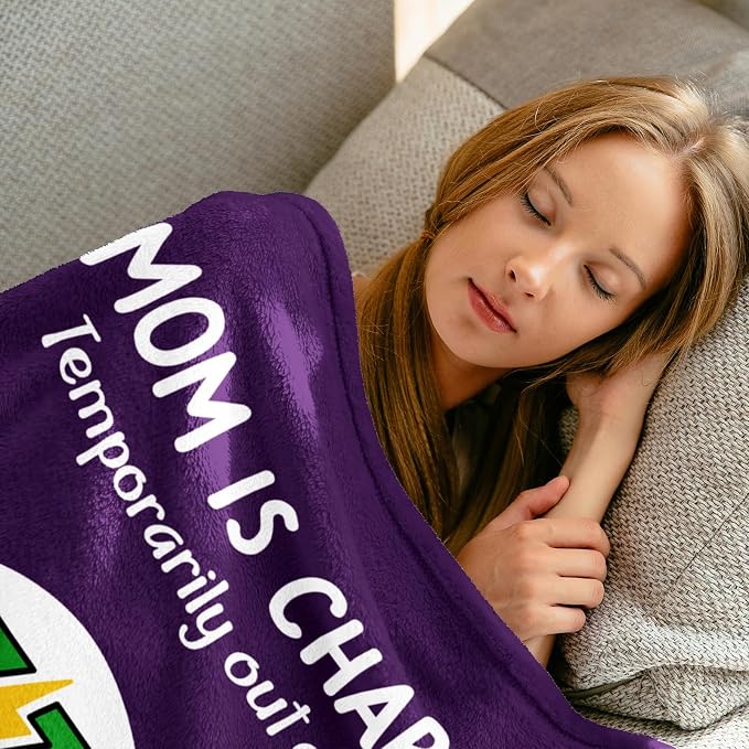 Craftique Mom Birthday Gifts, Funny Gifts for Mom- Mom's Charging Blanket | Mom Gifts for Women from Daughter Son Husband, Super Soft Blanket Throw for Napping Travel, 60”×50”