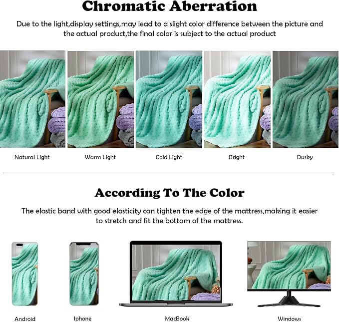 NEWCOSPLAY 3D Waffle Checkered Flannel Queen Blanket, Aqua, 90"x90" | Super Soft Cute Lightweight Decorative Premium Silky Fleece Blanket for Couch Sofa Bed, Gift for Women Men, All Season Use