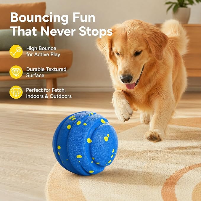 Interactive Dog Toys Dog Ball for Aggressive Chewers, Dog Chew Toys, Dog Enrichment Toys, Automatic Moving, Bouncing, Rotating, Type-C Rechargeable, Large, Medium, and Small Dogs