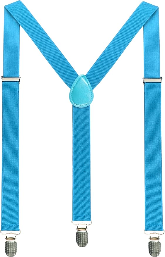 JEMYGINS Solid Color Mens Suspender with 3 Strong Clips Adjustable Braces