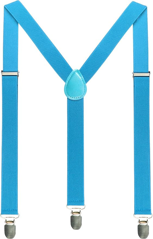 JEMYGINS Solid Color Mens Suspender with 3 Strong Clips Adjustable Braces