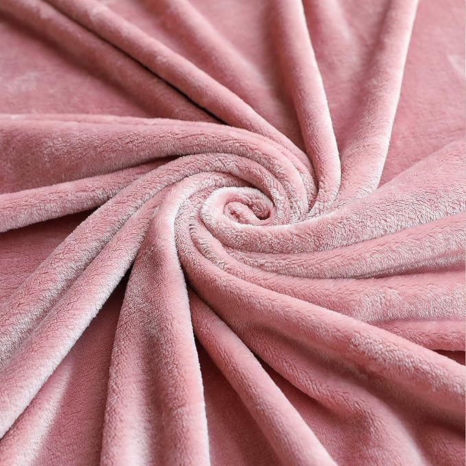 TASTHROW Large Flannel Fleece Throw Blanket, 50×70 Inch - Pink | Cozy Lightweight Thick Blanket - All Seasons Suitable for Women, Men and Kids (Two Pack)