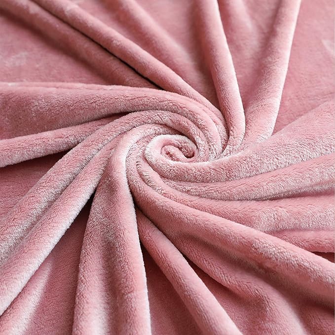 TASTHROW Large Flannel Fleece Throw Blanket, 60×80 Inch - Pink | Cozy Lightweight Thick Blanket - All Seasons Suitable for Women, Men and Kids