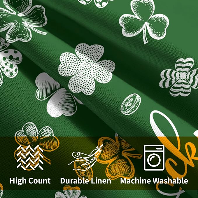 Kawani St Patricks Day Pillow Covers 18x18 Set of 2 Green Lucky Clover Shamrock Leaves Print Throw Pillowcases Cotton Linen Cushion Case for Living Room Couch Sofa Farmhouse Home Decor