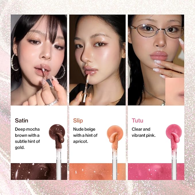ENTROPY MAKEUP Tulle Lip Gloss, Lightweight 3D Pearl Shimmer, Ultra-Gloss High Shine, Non-Sticky Moisturizing Lip Gloss with Peptide Complex, Satin