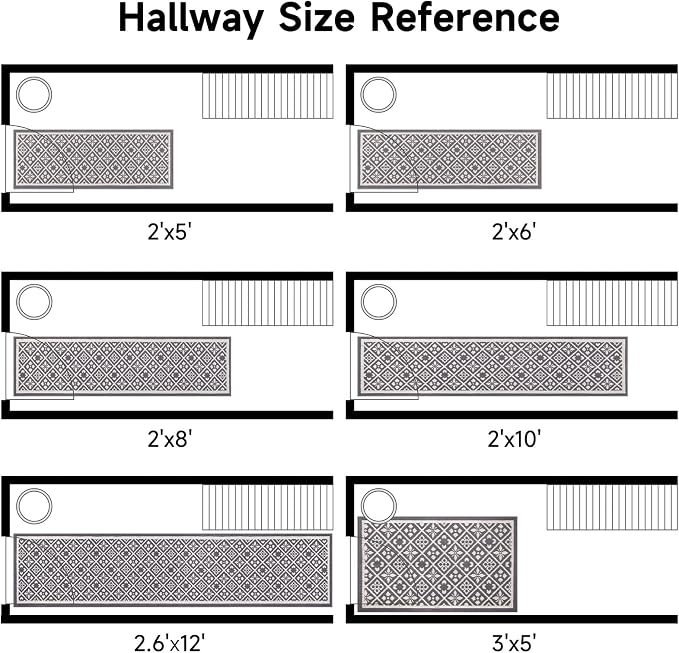 Ileading Hallway Runner Rug 2.6'x12' Heavy-Duty Durable Entryway Floor Mat with Non Slip Rubber Backing for Busy Traffic Extended Indoor Doormat Machine Washable Kitchen Throw Rug for Corridor(Grey)