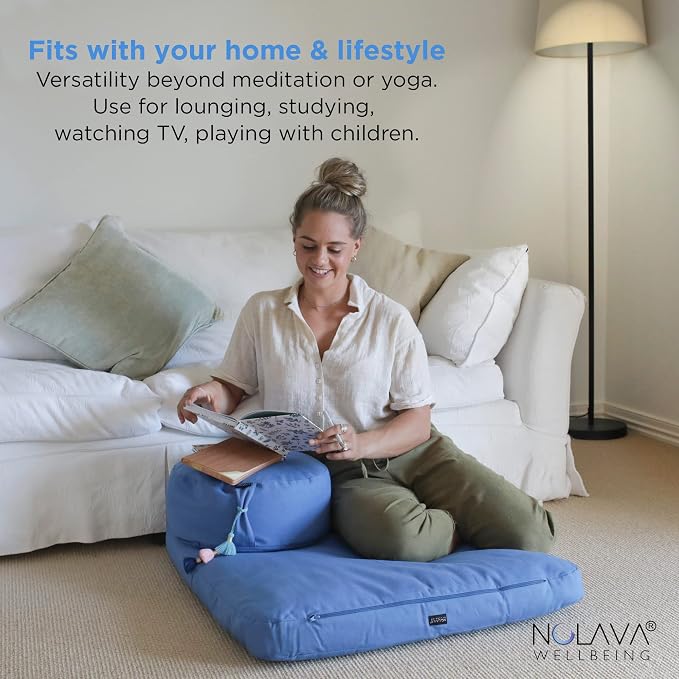 NOLAVA Round Zafu Cushions 15"x6" & Zabuton Meditation Cushions 32"x28"x3" - Premium Comfort for Mindful Practices - Yoga Bolster Pillow & Meditation Floor Pillow Essentials