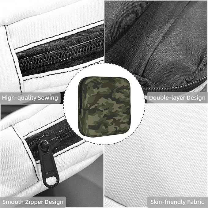 Camo Camouflage Military Brown Green Hunting Period Bag For Women,Portable Sanitary Napkin Period Pad Pouch For Purse, Small Make Up Bags
