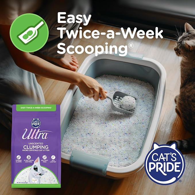 Ultra by Cat's Pride Clumping Micro Crystals Litter, Fragrance Free, 15lb
