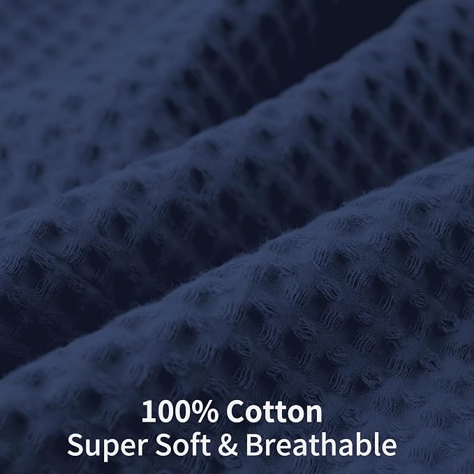 100% Egyptian Cotton 600 TC Waffle Weave Body Pillowcase with Zipper | 1 Pack Ultra Soft Breathable Pillow Cover, Skin-Friendly Bed Pillow Sham, Body Pillow Case Cover, Navy Blue, 20" x 54"