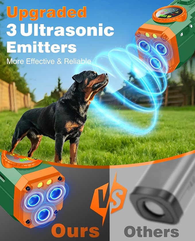2026 Upgraded Smart Display Anti Barking Device for Dogs, 3X Dog Bark Deterrent Devices Bark Control with Screen & Flashlight, Rechargeable Dog Barking Silencer Portable for Indoor & Outdoor Use