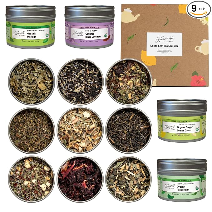 Heavenly Tea Leaves Organic Wellness Tea Sampler, Loose Leaf Tea Gift Set