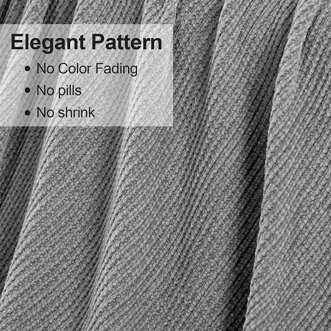 Blagic Chenille Throw Blanket for Couch and Bed,Light Gey,50"x60" | Soft Farmhouse Boho Throw Blanket with Tassels,Decorative for Living Room,Stripe Textured Throws for Bed/Chair/Sofa