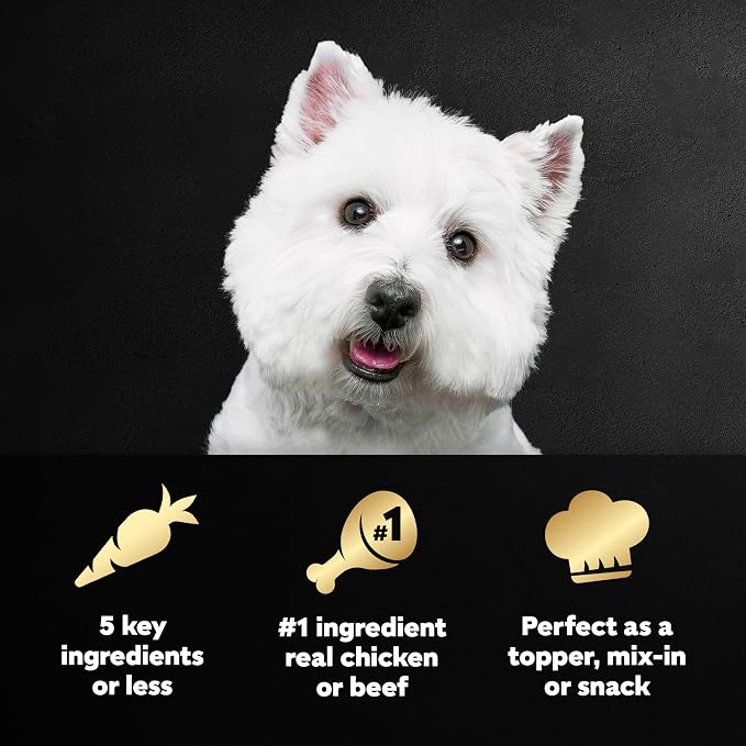 Cesar Simply Crafted Wet Dog Food Toppers, Chicken & Beef, 1.3 oz, 16 Count | Real beef or chicken #1 ingredient, 5 key ingredients or less, fresh vegetables, easy to digest, single-serve tubs