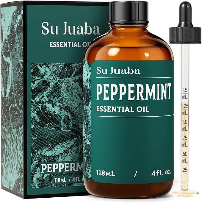 SU JUABA Peppermint Oil for Hair, Diffuser, Aromatherapy, Air Freshener | Refreshing & Energizing, Releases Peppermint Wide Space Protection, Can Used for DIY - 118ml / 4.0 fl oz