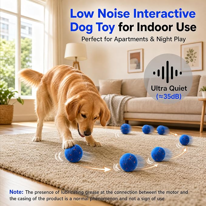 TEYYVN Interactive Dog Toy Ball,Automatic Interactive Dog Ball- Self Moving Toy for Small Medium | Motion Activated, Durable ChewProof ETPU Material, USB Rechargeable, Relieves Boredom