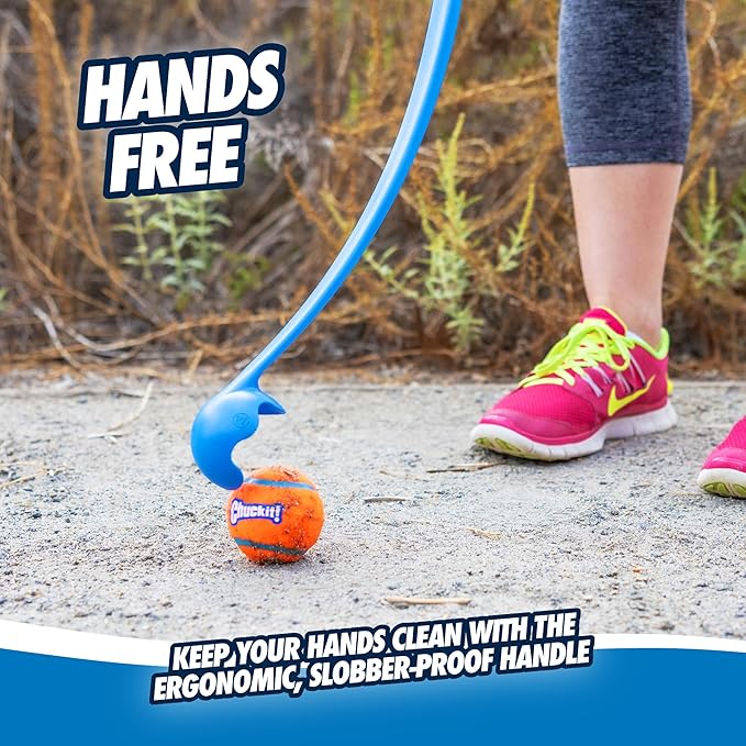 Chuckit! Dog Ball Launcher 12M Sport with 12" Handle Length for Medium 2.5" Dog Balls for Dogs 20-60 lb, Plastic Pet Fetch Ball Thrower, Perfect to Kids, Made in USA, Blue, 12in (Pack of 12)