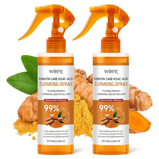 Turmeric Body Exfoliating Spray – 2 Pack Gentle Body Peel Mist to Help Remove Dead Skin and Improve Rough Texture, Suitable for All Skin Types (200ml)