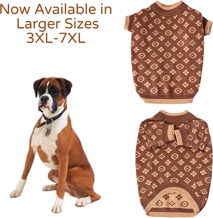 Everything Chic Luxury Dog Sweater – Soft Knit Designer Pet Outfit for Small Dogs & Puppies, XS–L, Stylish Warm Clothing for Yorkies, Chihuahuas, Dachshunds, Maltese, French Bulldog