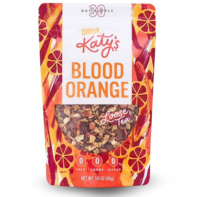 Katy’s Blood Orange Loose Tea - Hibiscus, Orange & Rose Hips - Loose Leaf Herbal Tea, Caffeine-Free, Sugar-Free - Hot or Iced Tea - 30+ Cups