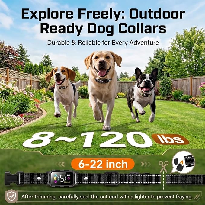 Dog Bark Control Collar for Large Medium Small Dogs 8-120 lbs, Smart Anti Barking Device with 5 Training Modes, Adjustable Sensitivity, Beep Vibration Static, Color: Midnight Black