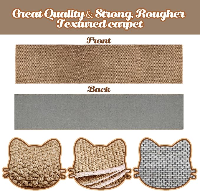 80"x15.7" Cat Wall Scratching Mat, Extra Large Cat Climbing Carpet with 20 Fixed Nails Wall Scratcher Furniture Protector for Couch, Sofa, Home (Brown)