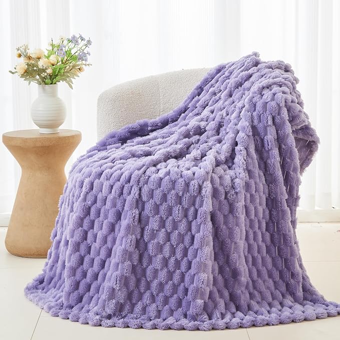 NEWCOSPLAY Fleece Clouds Cozy Twin Blanket for Couch, Lavender, 60"x80" | Premium Silky Flannel Blanket, Soft Lightweight Fluffy Throw Blanket for Bed Sofa Decor, Gift for All Season Use