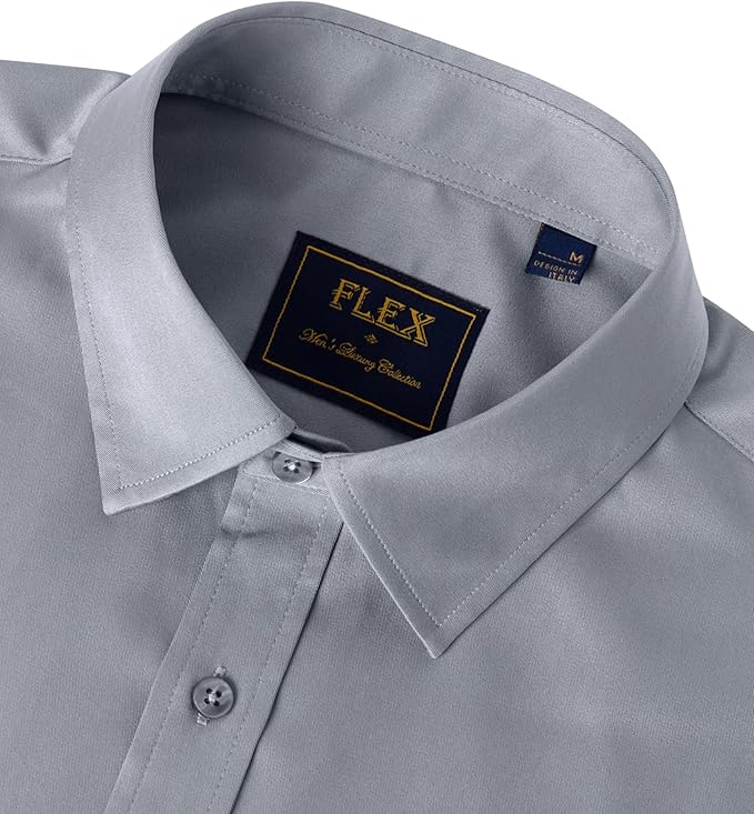 J.VER Men's Dress Shirts Solid Long Sleeve Stretch Wrinkle-Free Formal Shirt Business Casual Button Down Shirts