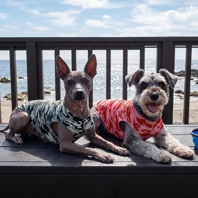 YUDODO Lightweight Dog Shirts, Stretchy Dog Tank Tops, Soft Pet Vest | Skin-Friendly, Breathable, Sleeveless, All Season Dog Clothes, For Small Medium Dogs, Pink Camo, M