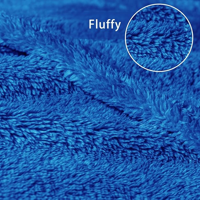 Exclusivo Mezcla Soft Plush Fleece Twin Size Blankets for Bed Living Room | Lightweight Fuzzy Fluffy Large Blanket for All Seasons, Cozy Velvet for Women Men, Machine Washable, 60"x80", Cobalt Blue