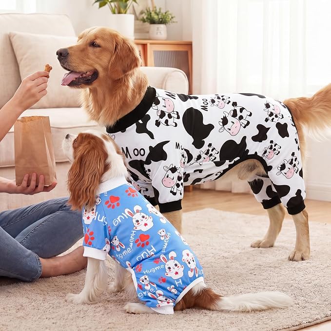 XPUDAC 4 Pieces Dog Pajamas for Large Dogs Pjs Clothes Puppy Onesies for Doggie Duck Shirts Sleeper for Pet Cats Jammies-6XL