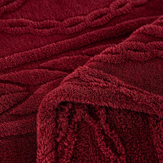 YUSOKI Sherpa Fleece Queen Size Blanket, Burgundy Red, 90"x90" | 3D Stylish Design,320GSM, Non-Shedding, Lightweight for All Season Use, stays fluffy after repeated washes, Perfect Gifts