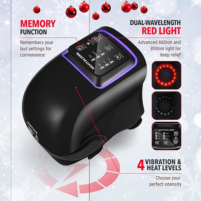 FORTHiQ Knee Massager Pro+ with Heat, Red Light and Vibration, 6-in-1, Dual-Wavelength - Cordless, Portable, Adjustable Straps, Easy to Use, Saves Your Settings, FSA-HSA Eligible